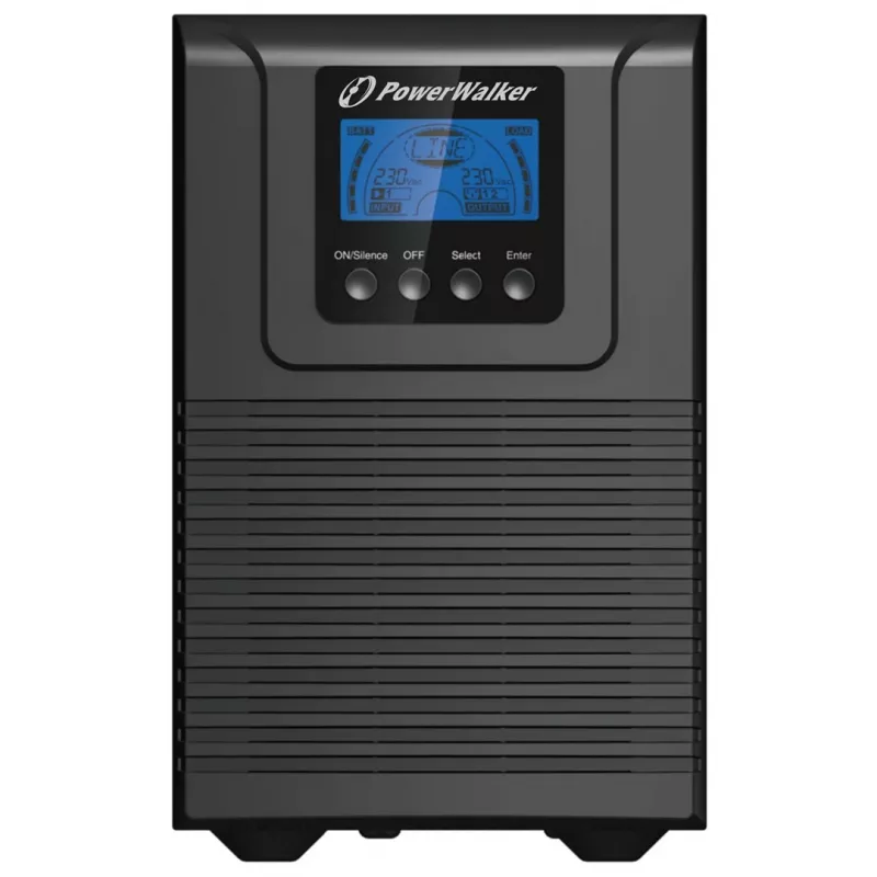 Nepārtrauktas barošanas avots PowerWalker VFI 1000 TGB — 1 kVA (900 W), dubultās pārveidošanas tiešsaistes režīmā, 4× C13 izejas, USB, RS-232, EPO