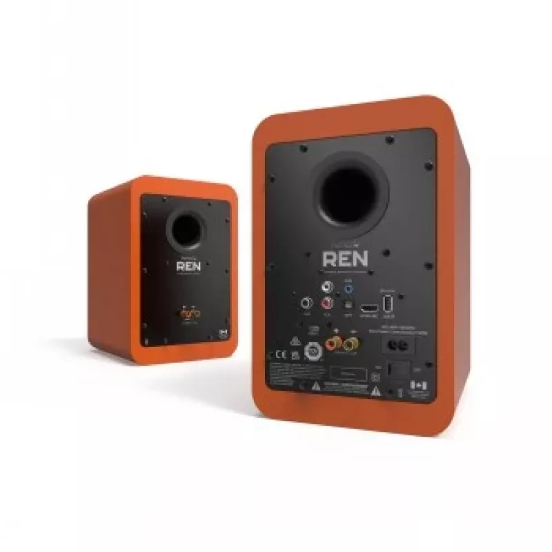 Kanto Audio 200 W aktīvie plauktu skaļruņi ar HDMI Arc, USB-C un Bluetooth 5.3 – matēti oranži, pāris (komplektā Type C strāvas vads)