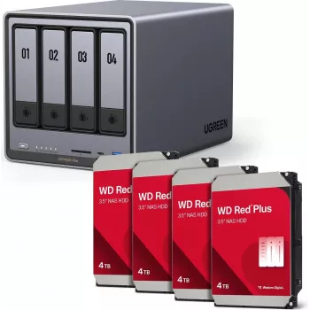 NAS korpuss UGREEN NASync DXP4800 Plus ar Western Digital iekšējiem HDD 16 TB (4 x 4 TB)