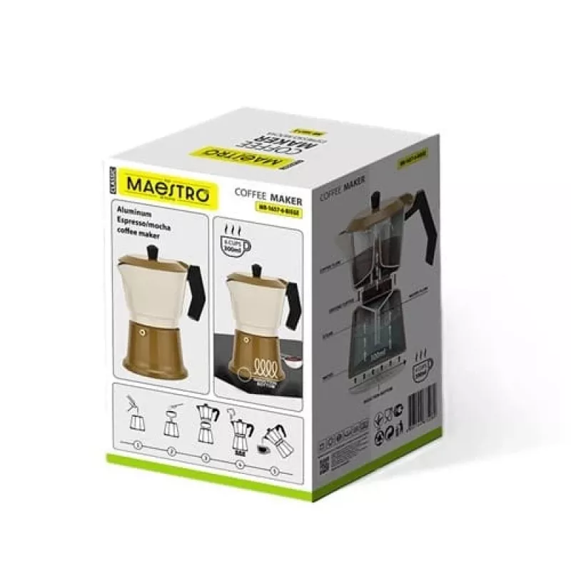 Plīts espresso kafijas automāts Maestro MR-1657-6-BEIGE alumīnija 6 krūzītēm