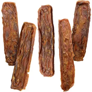 Vitakraft Pure Beef Strips 80 g suņu našķi — vienas sastāvdaļas liellopu gaļa, bez graudiem, bez lipekļa, piemēroti visām šķirnēm