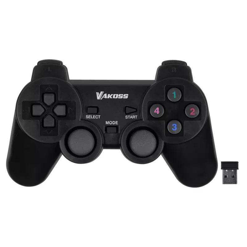 Spēļu kontrolieris VAKOSS GP-3925BK Melns bezvadu RF analogais/ciparu PC un PlayStation 3, 12 pogas, 2,4 GHz, nano uztvērējs