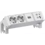 Bachmann DESK2 ALU Balts 937.4022xCEE7/3 1xUSB A/C 22W 0 2m GST18