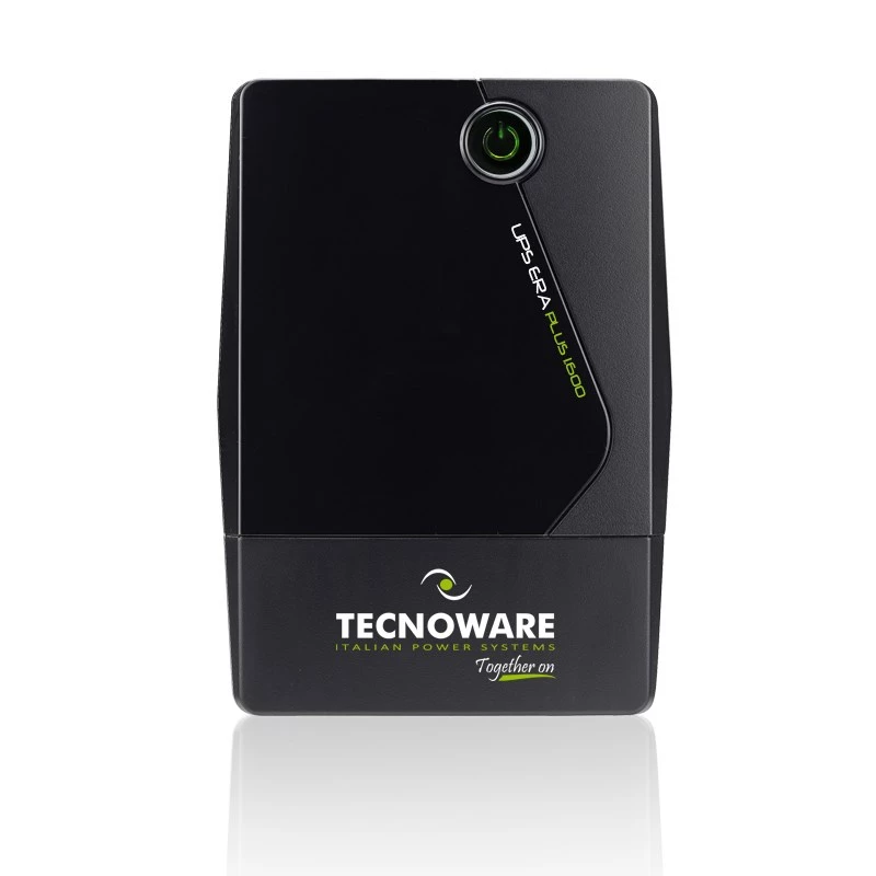 Nepārtrauktas barošanas avots TECNOWARE Era Plus 1600 — Line-interactive UPS 1,6 kVA / 1120 W, 2 maiņstrāvas rozetes, USB B tipa, melns