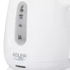 Elektriskā tējkanna Adler AD 1373 — 1 L ietilpība, 850 W, balta, 360° pamatne, polipropilēns