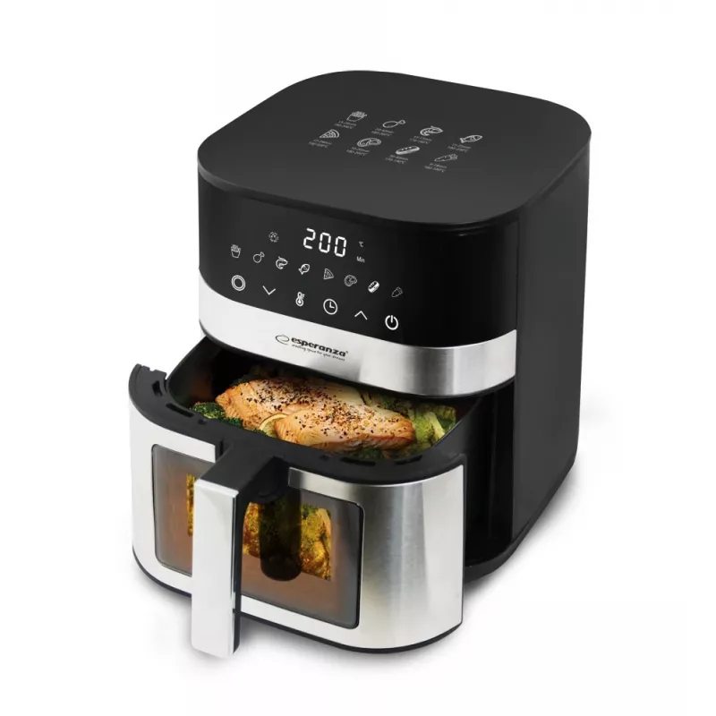 Karstā gaisa fritieris ESPERANZA Pesce Alla Griglia 5 L, eļļas nesaturošs gaisa fritieris, 1400 W, 8 programmas, 200 °C, skārienvadība