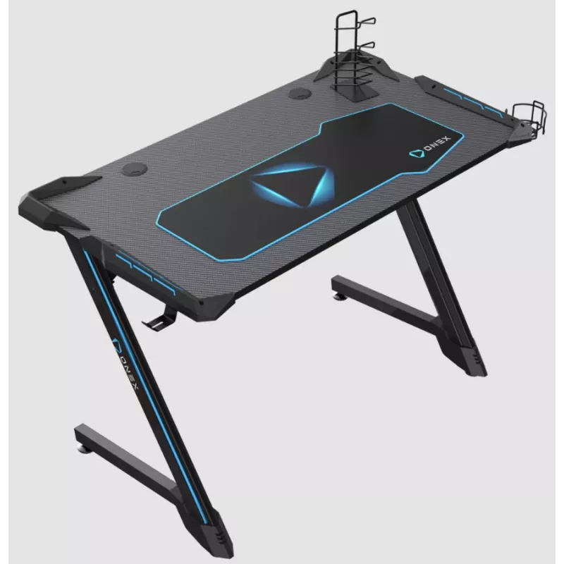 Onex | RGB spēļu galds ar krūzītes turētāju, austiņu āķi, gamepad turētāju, 114 cm (pl) | GD1200Z | Melns