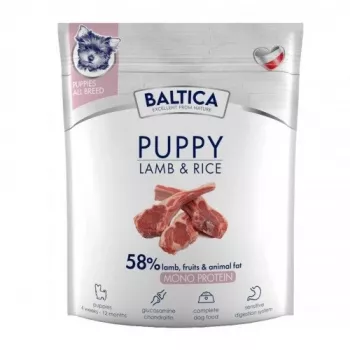 BALTICA Nutraceutic Hipolargēnisks kucēnu monoproteīna sausā barība suņiem ar jēru un rīsiem 1 kg