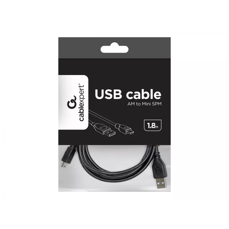 Gembird 1,8 m USB 2.0 A/mini-USB M USB kabelis USB A Mini-USB B Melns