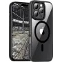 Aizsargājošs BackCase jt berlin Hybrid MagSafe priekš Apple iPhone 16 Pro Max — melns caurspīdīgs