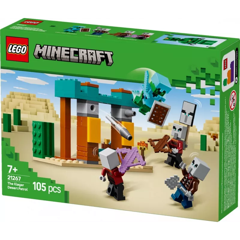 LEGO būvkomplekts The Illager Desert Patrol 21267 – Minecraft spēļu komplekts, 105 detaļas, 4 minifigūras, 80×60×110 mm
