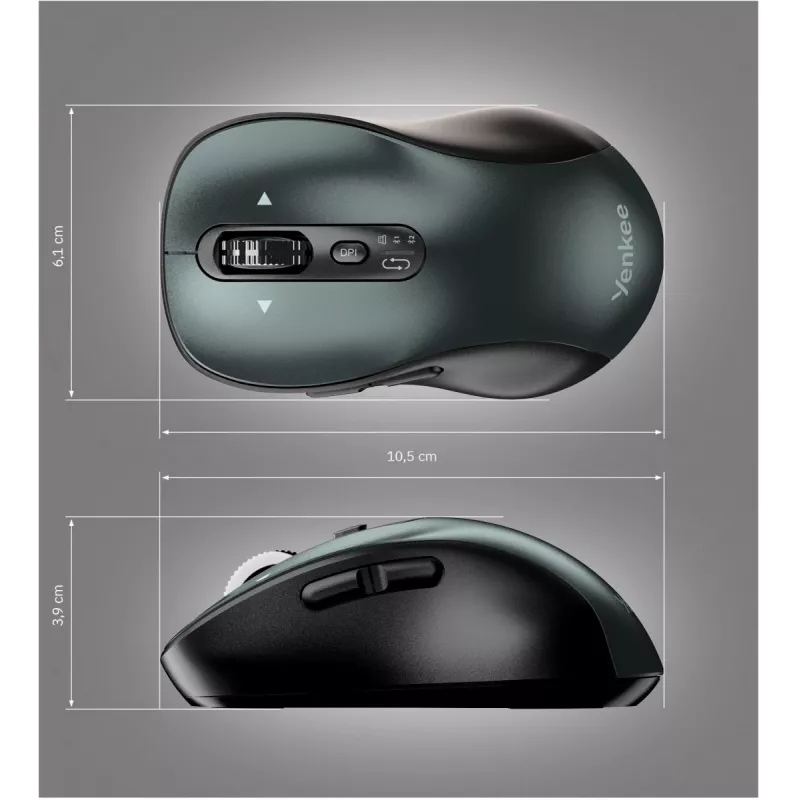 Vadu ergonomiska datorpele YENKEE YMS2010BK — kompakts dizains, vadu savienojums