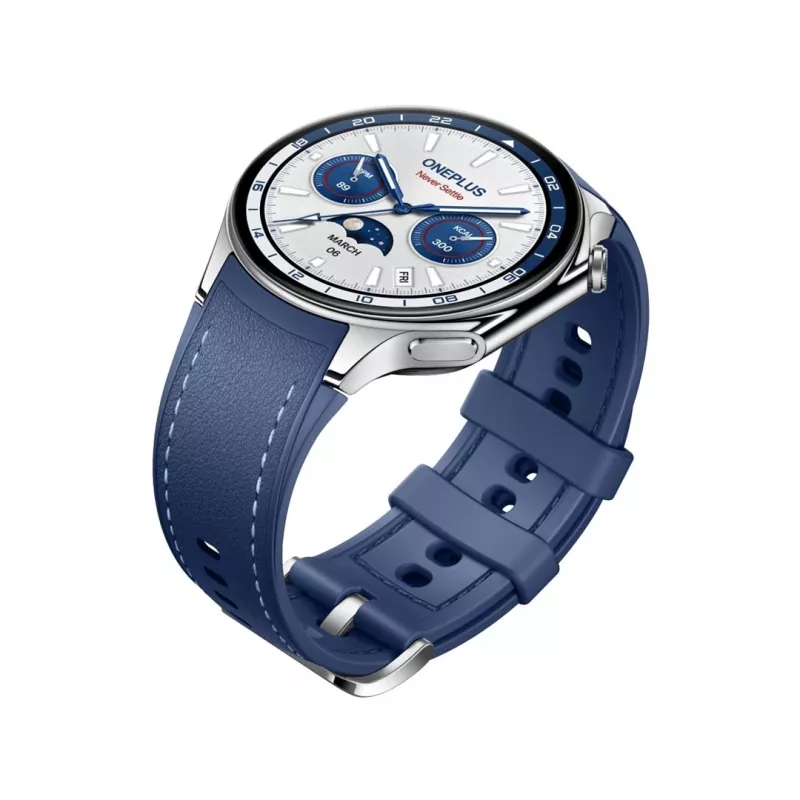 Viedpulkstenis ONEPLUS OnePlus Watch 2 47 mm, 1,43 collu AMOLED, 466×466, 32 GB, Wi‑Fi, GPS, Zils korpuss