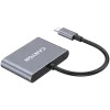 USB-C 3-in-1 centrmezgls CANYON DS-3 tumši pelēks — USB-C uz USB-A + HDMI + strāvas padeves caureja