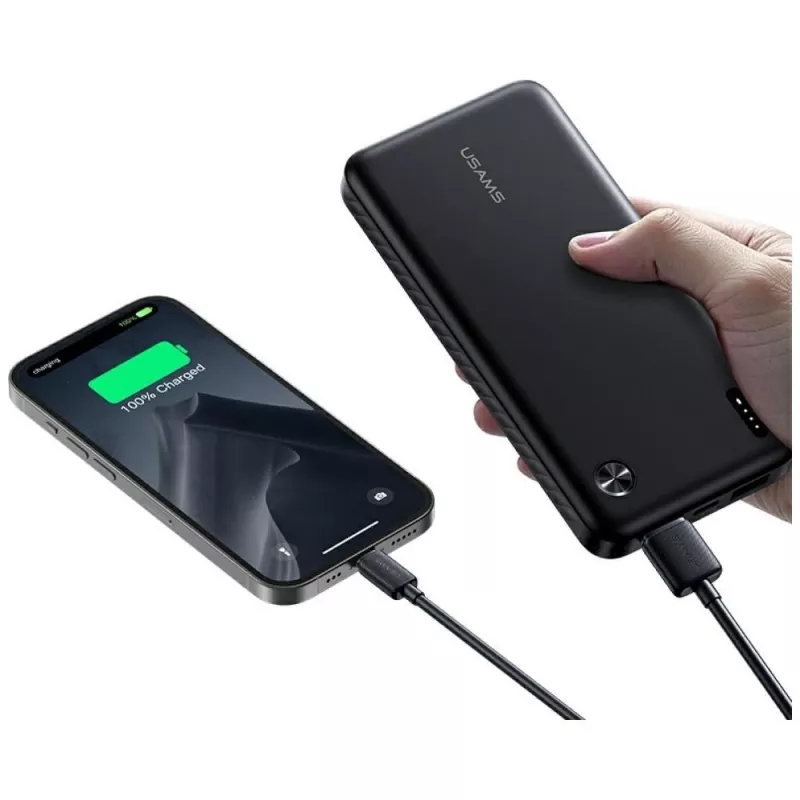 Ārējais akumulators usams PB83 10000mAh PD 2×USB-A USB-C balts