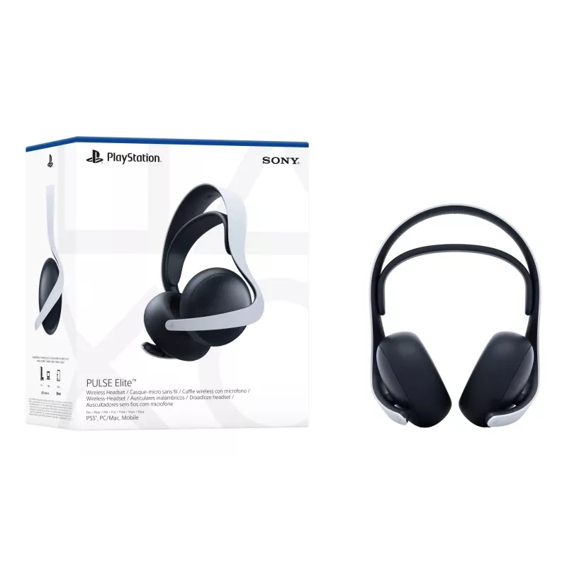 Sony PULSE Elite austiņas ar vadu & bezvadu savienojumu, galvas stīpa, spēlēm, Bluetooth, uzlādes statīvs, melnas, baltas