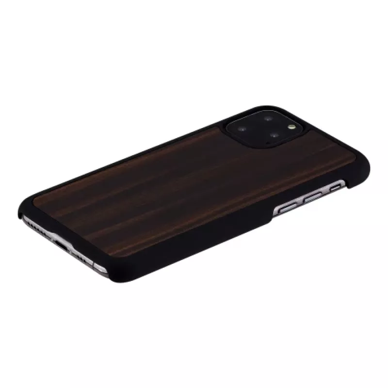 Telefona maciņš man and wood iPhone 11 Pro — melnkoka melns, ciets aizsargājošs aizmugures vāciņš