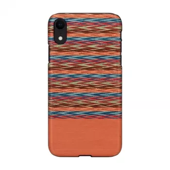 Viedtālruņa maciņš no koka iPhone XR — Browny Check Melns aizsargājošs aizmugures vāciņš