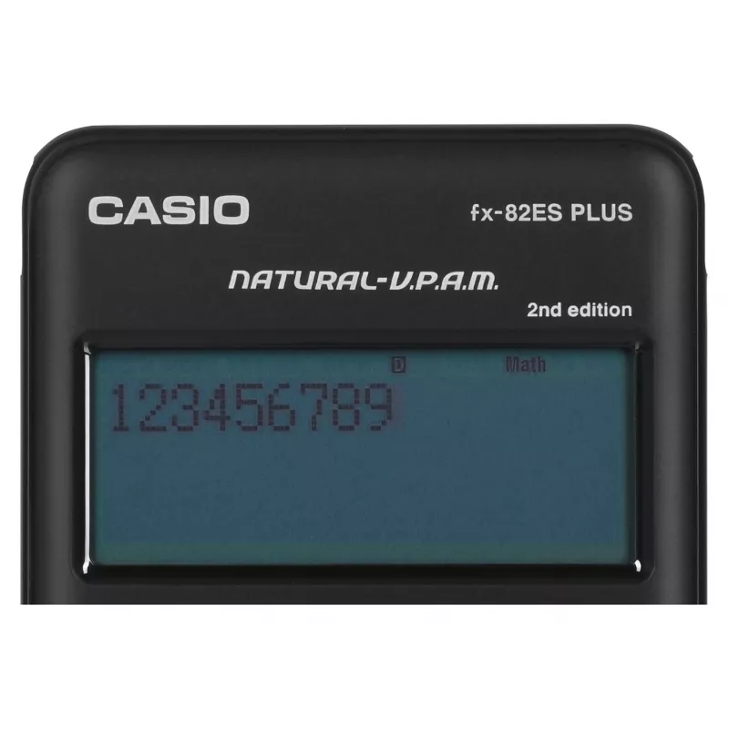 Zinātniskais kalkulators CASIO FX-82ES PLUS-2 — 252 funkcijas, punktmatricas 12 ciparu displejs, darbināms ar baterijām (AAA), melns