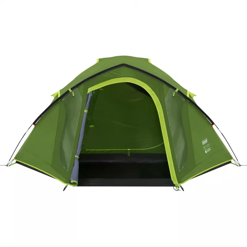 Coleman Dome Tent Darwin 4 Plus Melnsout — 4 personu tuneļtelts ar priekštelpu, tumši zaļa/gaiši zaļa