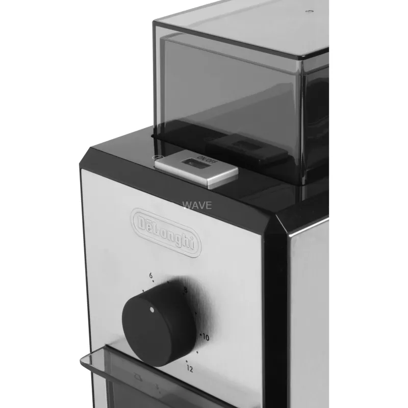 Kafijas dzirnaviņas De’Longhi KG89 — 120 g pupiņu ietilpība, 110 W, 12 krūzēm, nerūsējošā tērauda un plastmasas korpuss