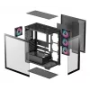 Datora korpuss DeepCool CG580 4F Midi Tower — ATX/ITX/MicroATX, rūdīts stikls, 3 × 120 mm + 1 × 120 mm ventilatori, 2 × 3,5 collu un 2 × 2,5 collu nodalījumi, USB-A × 2 USB-C × 1, melns