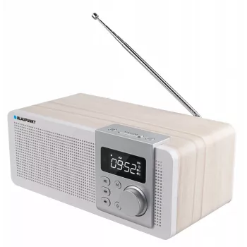 Portatīvais radio BLAUPUNKT PP14BT ar Bluetooth, MP3, MicroSD, USB un modinātāju — 6 W, baterija/maiņstrāva, 230×118×90 mm