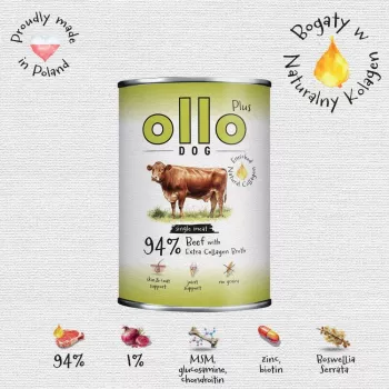 Ollo Plus Kolagen Beef 400g suņu barības kanna