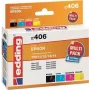 Edding 18-614 tintes kasetņu komplekts, melna/ciāna/magenta/dzeltena, saderīgs ar Epson 502XL