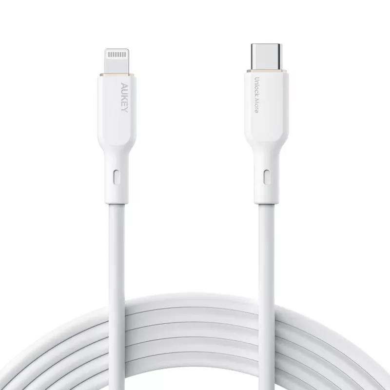 CB-SCL2 Balts silikona kabelis Lightning-USB-C USB Power Delivery USB-PD