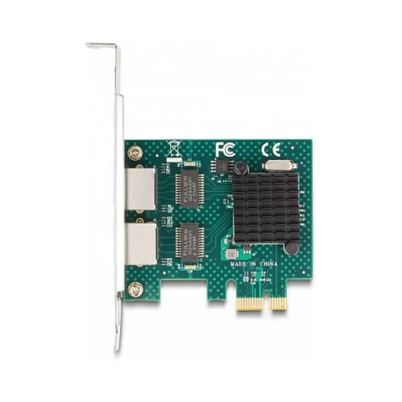 DeLOCK PCI Express x1 karte 2 x RJ45 Gigabit LAN BCM pelēka