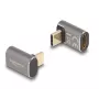 DeLOCK USB adapteris 40 Gbps USB Type-C PD 3.0 100 W vīriešu – sieviešu leņķveida 8K 60 Hz metāls