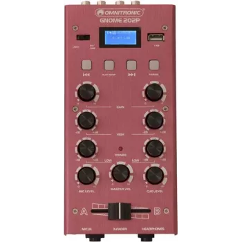 Mini mikseris Omnitronic GNOME-202P, 2 kanālu kompakts mikseris ar 3 joslu EQ