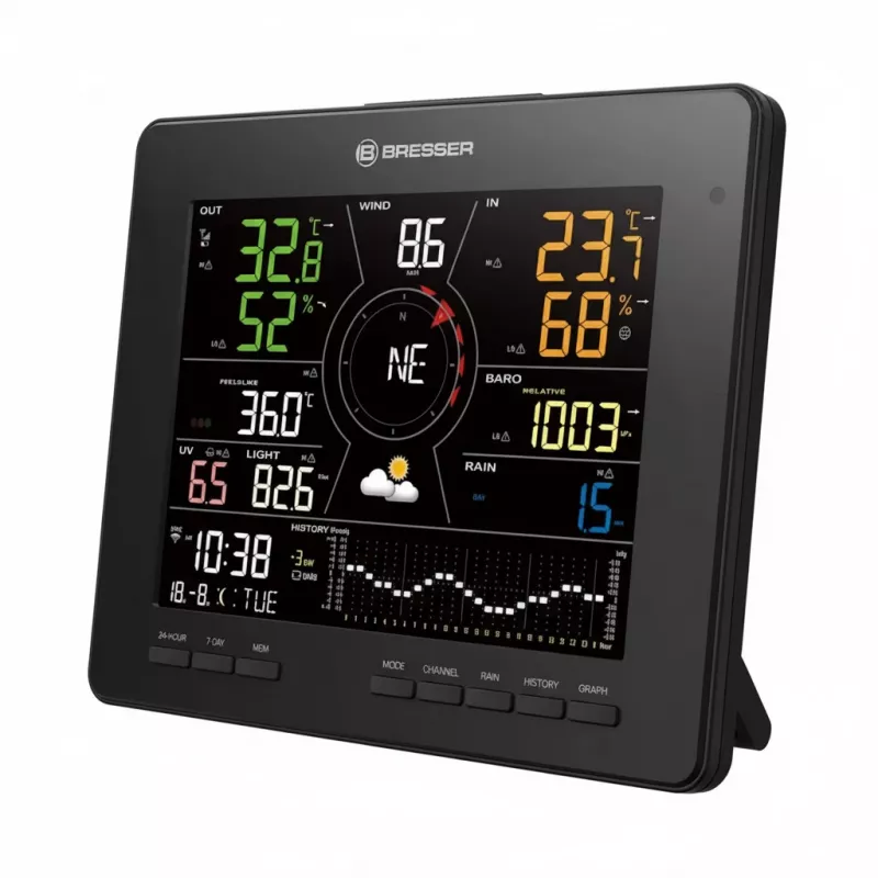 Laika stacija Bresser 7003800 7-in-1 bezvadu iekštelpu/āra temperatūras un mitruma monitors