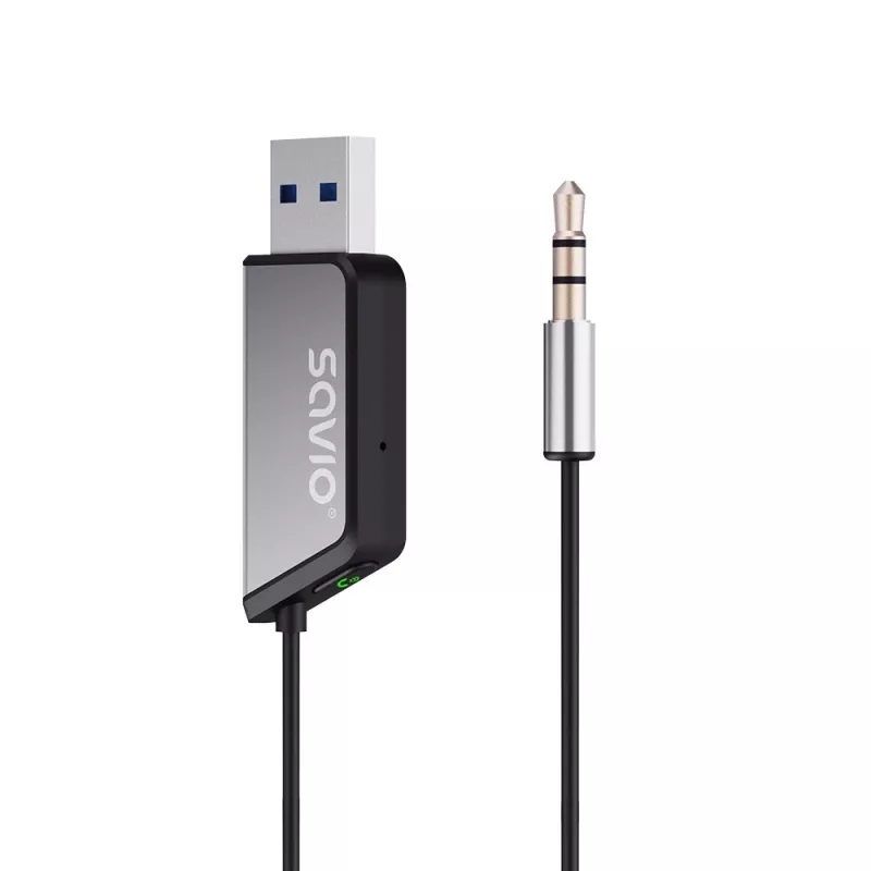 Savio TR-16 raidītāja AUX adapteris ar brīvroku funkciju, Bluetooth 5.3, Google Assistant/Siri