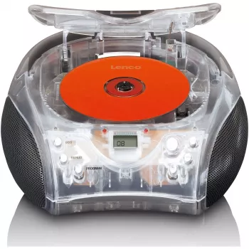 Portatīvs radio CD atskaņotājs Lenco SCD-24TR — FM, 4 W izejas jauda, LCD, teleskopiskā antena, maiņstrāva/līdzstrāva, 6×C baterijas