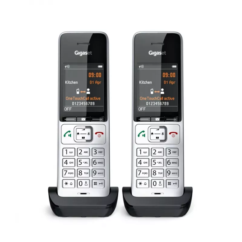 Gigaset COMFORT 500HX duo Analog/DECT telefons ar zvanītāja ID, melns, sudrabs