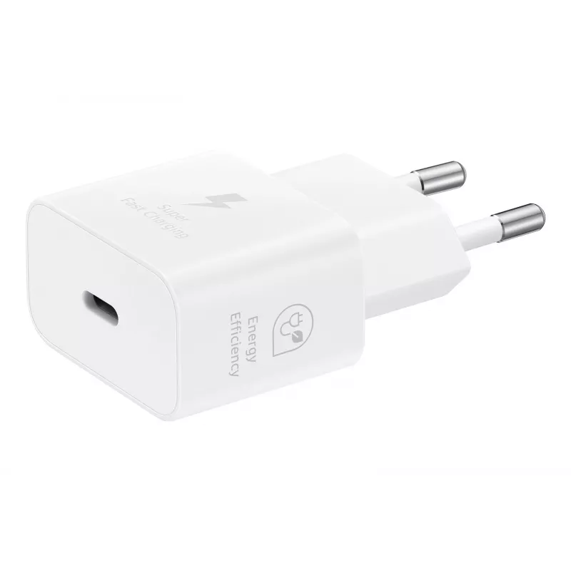Sienas USB-C lādētājs Samsung EP-T2510 25W Balts, universāls iekštelpu ātrais lādētājs ar PPS