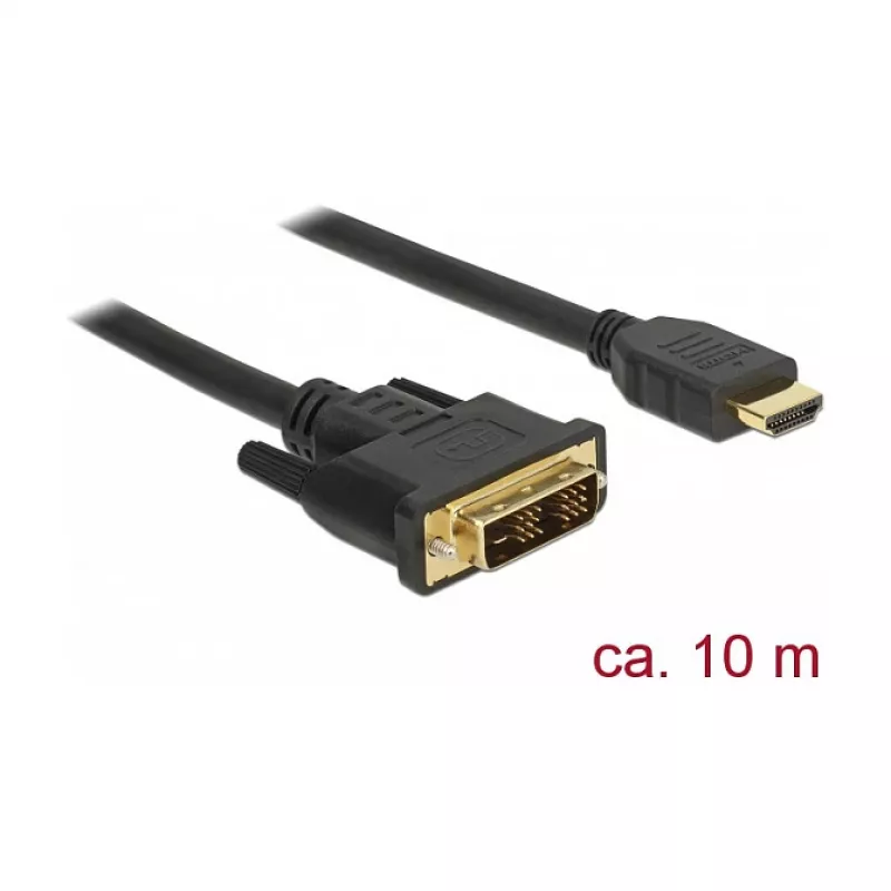 Video kabeļa adapteris DeLOCK 85587 10 m HDMI Type A DVI-D Melns