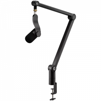 LOGITECH Yeticaster GX Dynamic RGB Gaming Mic with LIGHTSYNC and Premium Desktop Microphone Boom Arm - Melns