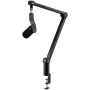 LOGITECH Yeticaster GX Dynamic RGB Gaming Mic with LIGHTSYNC and Premium Desktop Microphone Boom Arm - Melns