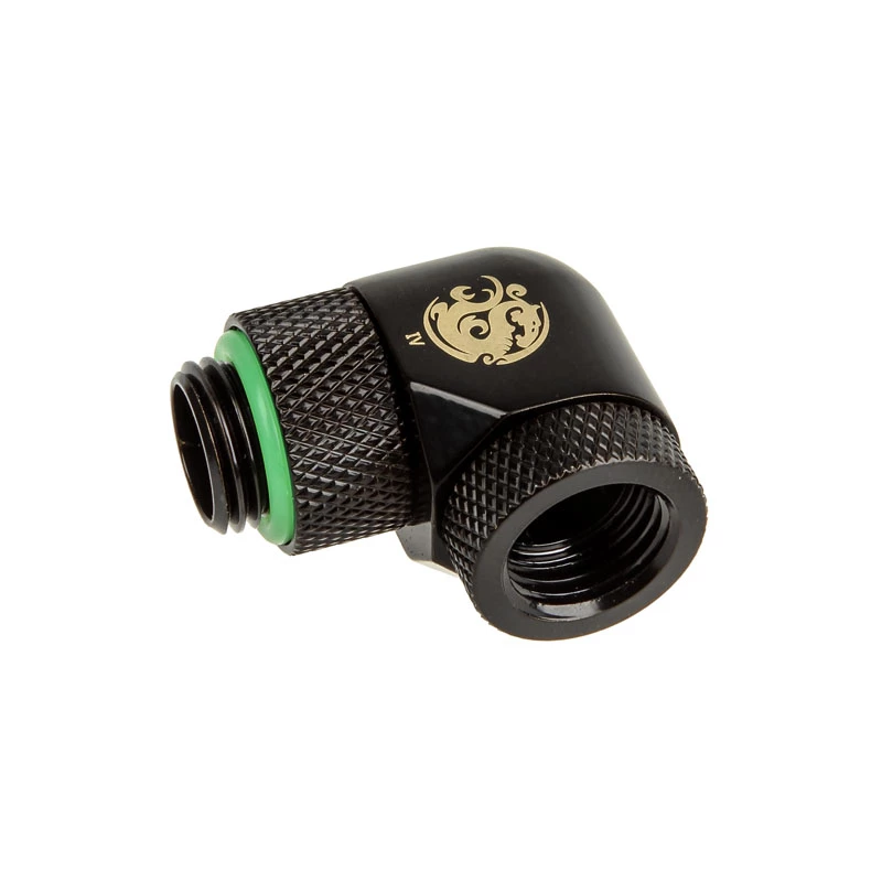 Adapter 90° BitsPower BP-MB90R2LD G1/4 collas vīrišķā uz G1/4 collas sievišķo, 2x grozāmi šarnīri