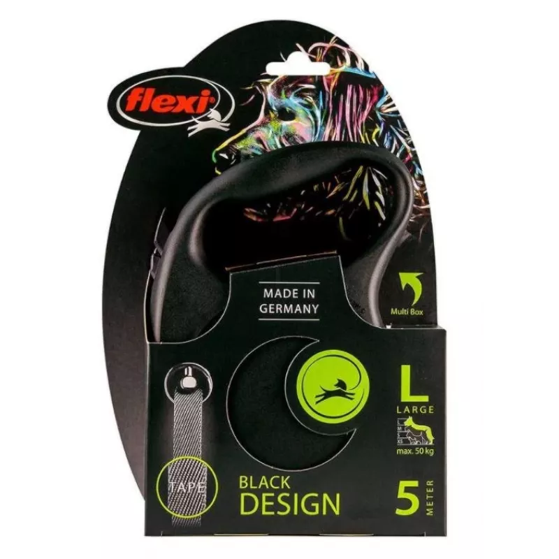 Flexi Melns Design L 5 m izvelkama suņu pavada