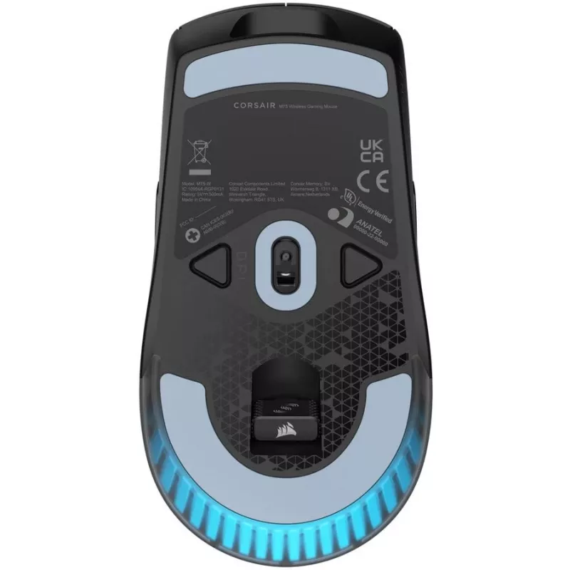 Spēļu peles paliktnis CORSAIR M75 — melns, vienkrāsains virsma, svars 0,089 kg