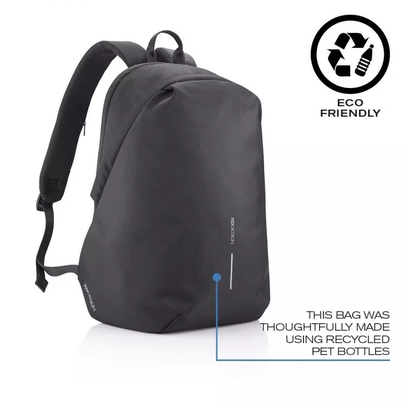 Ikdienas mugursoma XDDESIGN Bobby Soft ar 15,6 collu klēpjdatora nodalījumu, 16 L, PET, melna