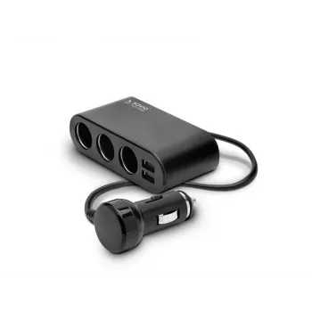 Automašīnas USB lādētājs SAVIO SA-024 — universāls mobilo ierīču lādētājs, ieeja 12–24 V, izeja 5 V, melns, cigarešu aizdedzinātāja ligzdai
