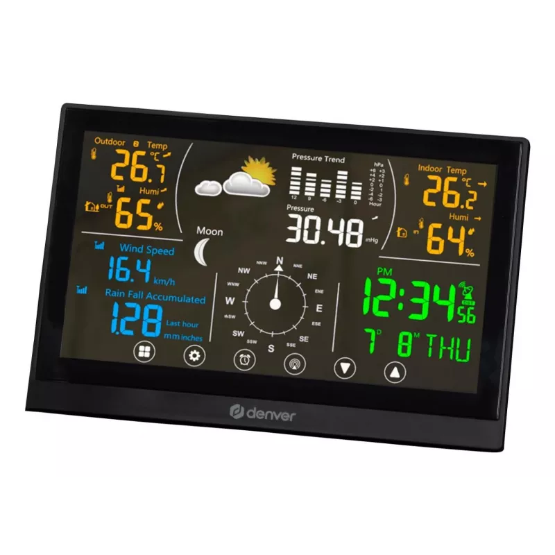 Denver WS-650 digitālā meteoroloģiskā stacija ar iekštelpu un āra termometru, barometru, higrometru