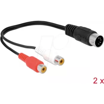 Audio kabelis DeLOCK 85835 0,2 m DIN (5-pin) 2 x RCA Melns