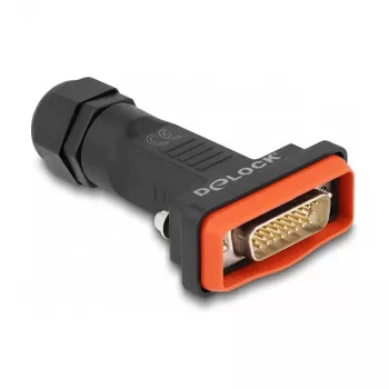 DeLOCK D-Sub HD 26 kontaktu tēvs ar korpusu IP67 ūdensnecaurlaidīgs