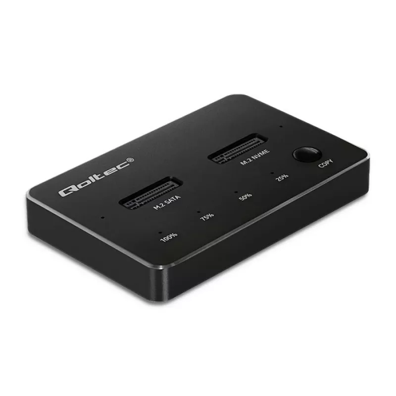 Qoltec 52274 M.2 SSD diskdziņu dokstacija | NVMe | SATA | USB-C | DUAL 2 x 2TB